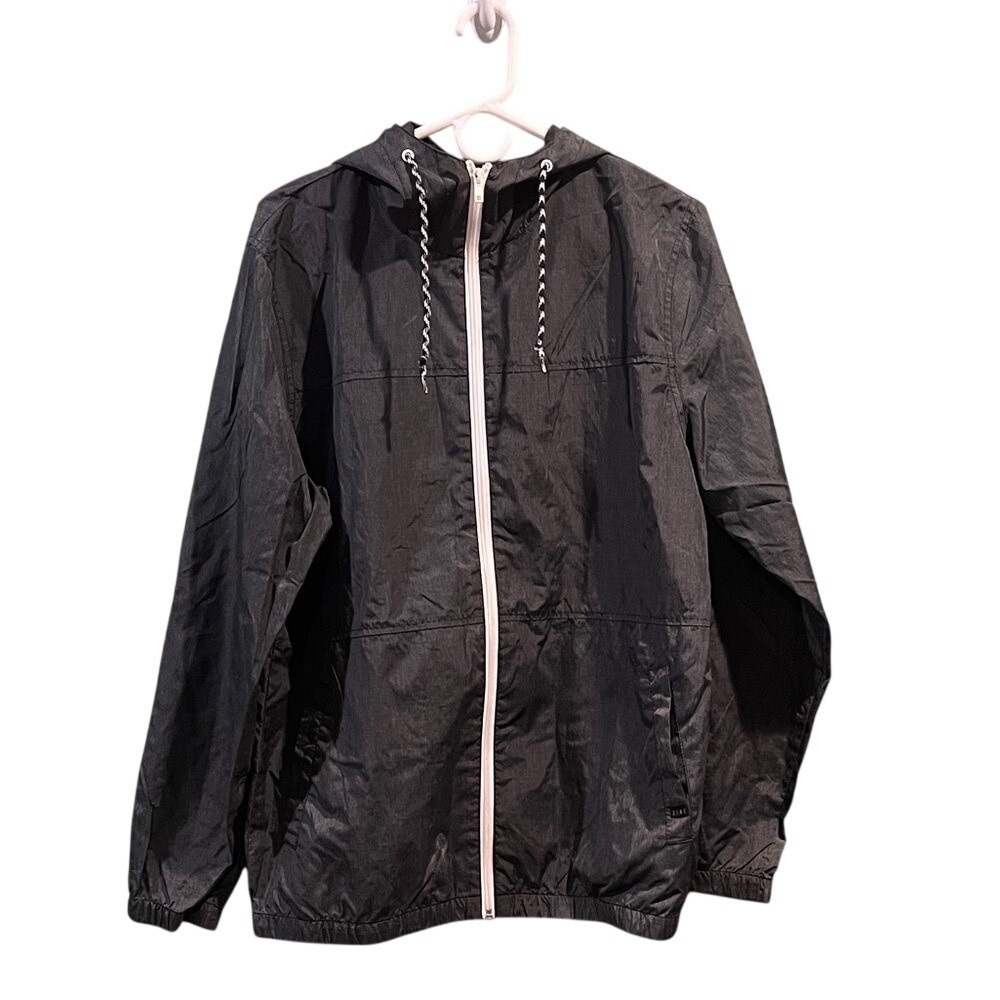 Zine Mens Grey Heather Full Zip Hooded Windbreaker Jacket Size M RN116442
